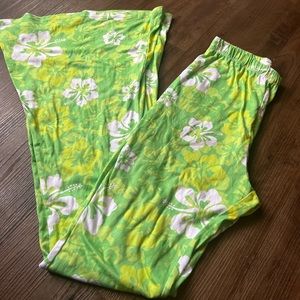 Hibiscus green floral flared pants